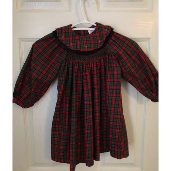 Girls Sophie Dess dress green and red flannel pattern in size 86cm =2.82 feet - Picture 1 of 4